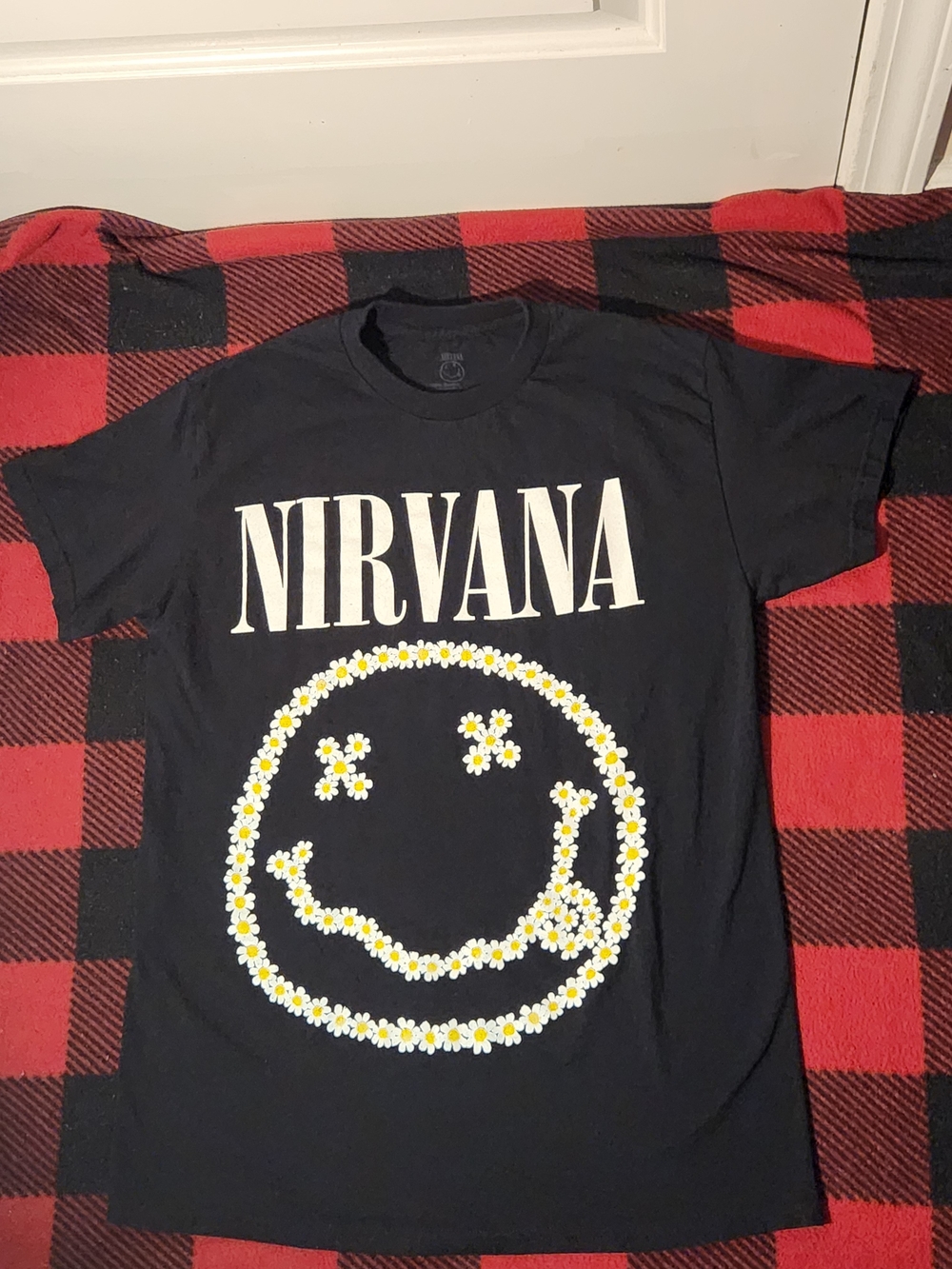 Nirvana - βSmiley Face Logo Of Dandelionsβ - Black Shirt - Ladies - Small